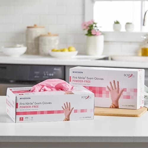 McKesson Pink Nitrile Disposable Nitrile Exam Glove Standard Cuff Length thumbnail 7