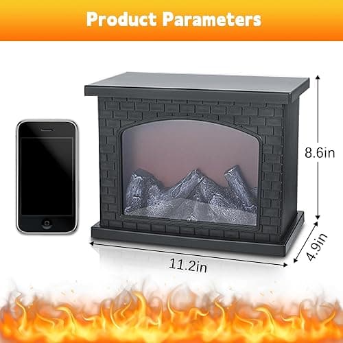 Fireplace Lanterns Decorative,Small Fake Fire Place,Flame Effect LED Fire Lamp,Battery Operated USB Charge Portable Fireplace,Indoor Outdoor Christmas Decoration (No Heater Function Black) thumbnail 2