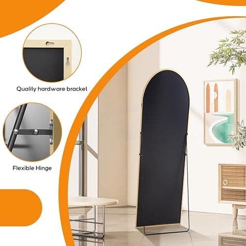 Arched Mirror Full Length, Upgraded 16"x59" Body Wall Mirrors with Shatter-Proof Glass, Floor Standing, Hanging or Leaning, Tall Arch Mirror with Stand Aluminum Alloy Frame for Bedroom Cloakroom thumbnail 7