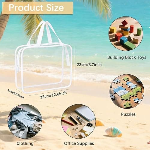 8 Packs Clear Toy Storage Bags, White | Zippered with Labels, Waterproof, For Board Games, Blocks & Books, Reusable Black Organizers, Small Toy Storage thumbnail 3