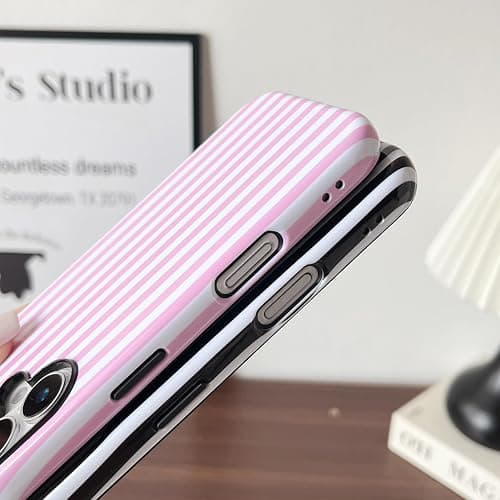 Longlayss Compatible with iPhone 16 Plus Case Cute Aesthetic Striped Phone Case for Women Girl Shockproof Slim TPU and Hard PC Protective Cover (Pink) thumbnail 6
