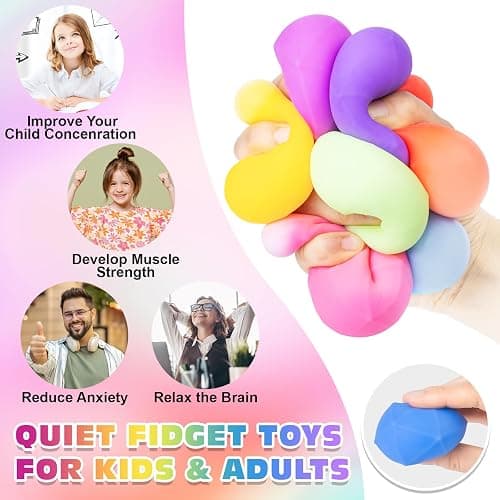 VISCOO 12 Pack Diamond Slow Rising Stress Balls, Soft Stress Cube, Cube Squishy Fidget Toys for Anxiety Relief, Dough Squeeze Toys for Classroom Prize, Party Favors for Kids Adults thumbnail 6