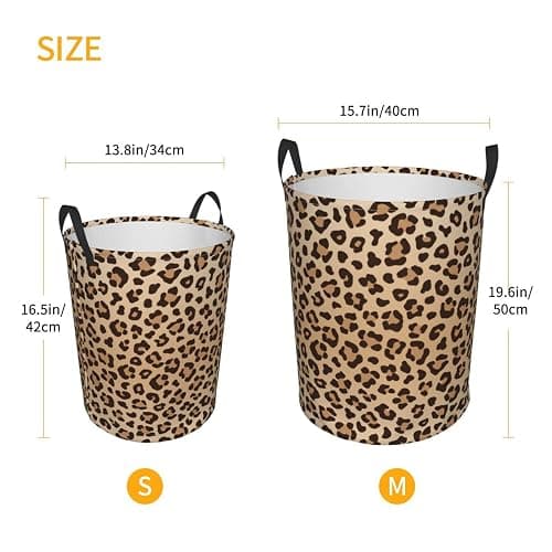 Gbuzozie Leopard Print Round Laundry Hamper Animal Skin Texture Storage Basket Toys Clothes Organizer Bin For Home Bathroom Bedroom Dorm Nursery, 38l thumbnail 3