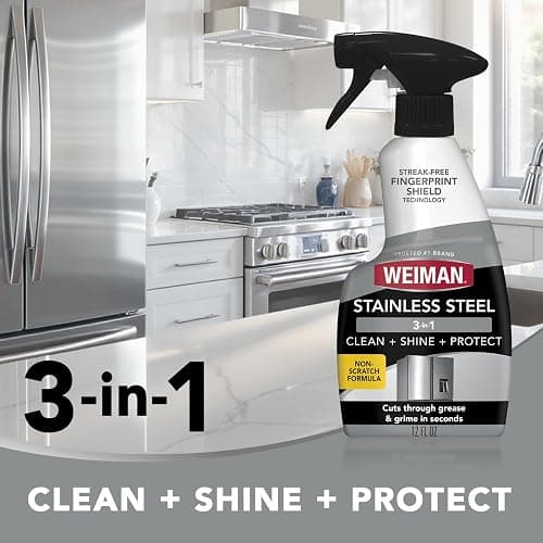 Weiman Stainless Steel Cleaner & Cooktop Daily Cleaner - 12 Ounce - Kitchen Appliance Cleaner Kit thumbnail 3