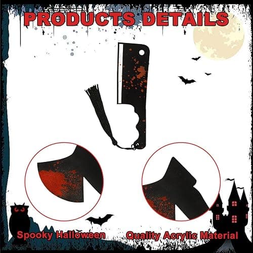 6Pcs Horror Novelty Bookmark Set, Fake Knife Shapes with Blood Stain Gothic Book Accessories Dark Romance Acrylic Page Holders with Black Tassels Halloween Craft thumbnail 4