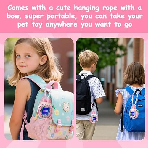 Seltureone for Tamagotchi Paradise Case with Cute Charm Lanyard and Two Screen Protectors, Scratch-Resistance Soft Silicone Bow Cover for Tamagotchi Paradise - Soft Pink thumbnail 6