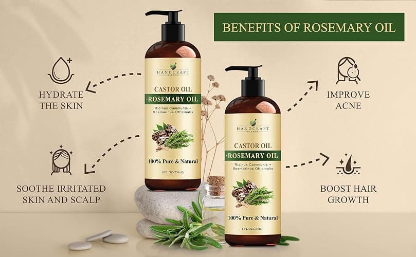 Handcraft Blends Castor Oil with Rosemary Oil - 8 Fl Oz - 100% Pure and Natural - Premium Grade Carrier Oil for Hair Growth, Eyelashes and Eyebrows, Hair & Body thumbnail 8