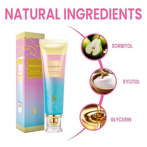 BodyAccel Niacinamide Whitening Toothpaste, Brightens and Whitens Teeth, Stain Removal Natural Gentle, Fresh Breath thumbnail 7