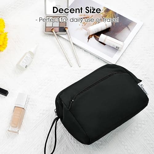 Narwey Makeup Bag Women Wide-open Make up Bag Travel Cosmetic Bag Organizer Toiletry Bag for Cosmetics Toiletries Accessories (Black) thumbnail 7