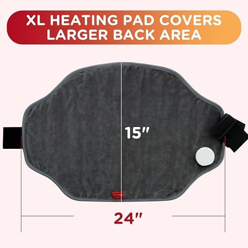 Heating Pad for Back, Comfytemp Fathers Day Dad Gifts for Men, Large Electric Lower Back Heating Pad, FSA Eligible HSA Heat Pads for Women Mom Period Lumbar Abdomen, XL Heated Belt — 11 Auto-Off, Grey thumbnail 7