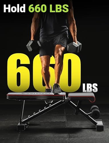 Yoleo Adjustable Weight Bench for Full Body Workout; Foldable Bench Press Bench of Home Gym Strength Training; Incline Decline Flat Utility Workout Bench with Quick Folding& Fast Adjustment (Black) thumbnail 2