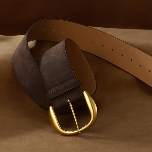 SANSTHS Women Wide Suede Belt for Dresses Jeans Fashion Thick Leather Waist Belts Ladies Chunky Belts thumbnail 3