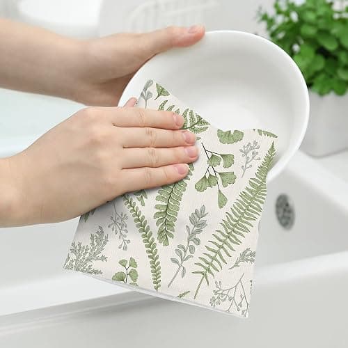 Wovoto Cute Botanic Dish Towels for Drying Dishes, Absorbent Decorative Sage Green Herbs Leaves Kitchen Towels,Hand & Tea Tewel for Kitchen Baking Bar Spring Summer Decor thumbnail 4