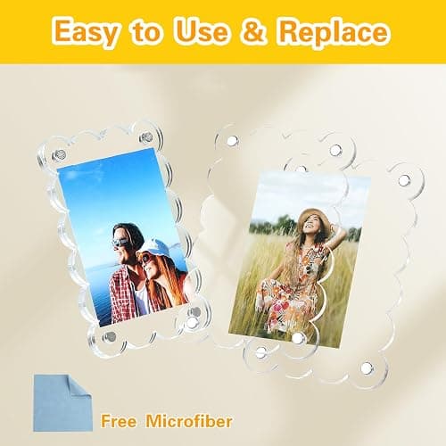 NEUREGY 15 Pack 2.36 x 3.54 Inch Acrylic Fridge Magnetic Frame Scalloped, Double Sided Polaroid Frame, Refrigerator Magnet Picture Frame for Fujifilm Instax Mini thumbnail 4