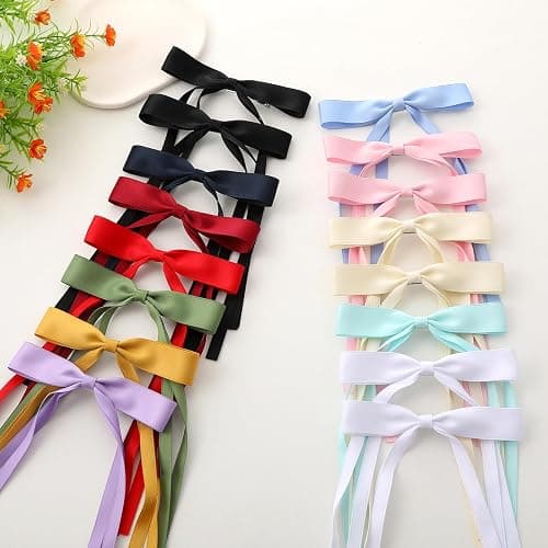WORTL 16 PCS Hair Bows for Women,Hair Ribbon Hair Bows With Long Tail,Hair Bow Clips Hair Barrettes for Women Accessories thumbnail 5