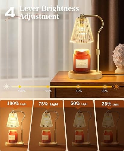 Candle Warmer Lamp, Wax Melt Warmer with 2 Bulbs for Scented Jar Candles, with Timer Dimmer Adjustable Height, Home Decor Gift for Girl Friend Mom Sister Women, No Flame No Smoke Warming Light, Amber thumbnail 4