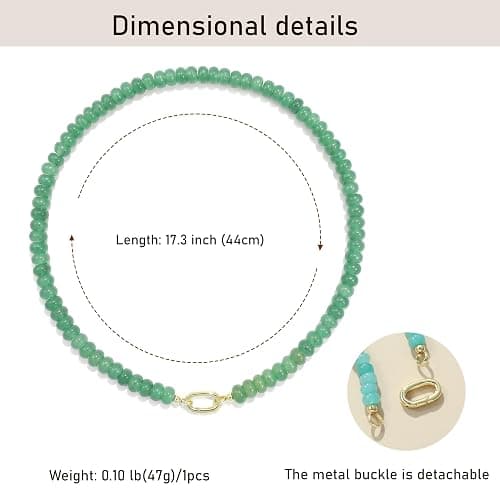 ROISE LADY Beaded Natural Stone Necklaces for Women Choker Gemstone Bead Summer Beach Jewelry Necklace thumbnail 4