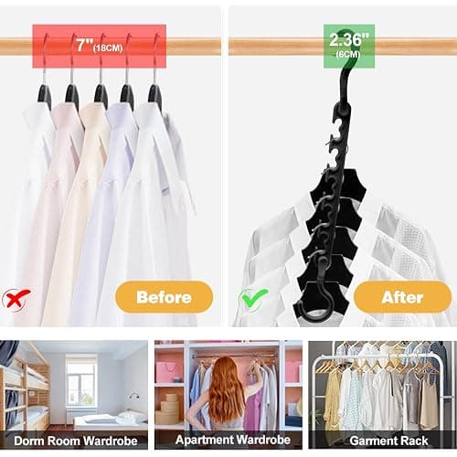24-Pack-Closet-Organizers-and-Storage,Closet-Organizer-Hangers 5 Holes Hangers-Space-Saving for Heavy Clothes Wardrobe Closets,Dorm-Room-Essentials thumbnail 7