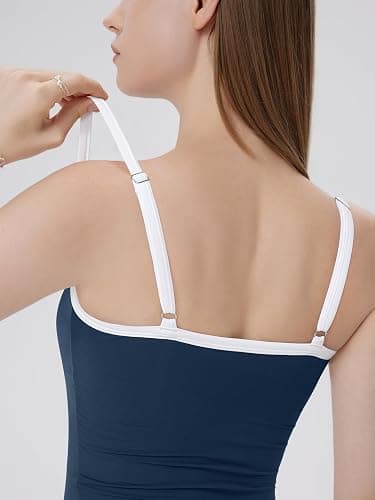 SUUKSESS Women Built in Bra Tank Tops Double Line Going Out Basic Square Neck Camisole Top thumbnail 3