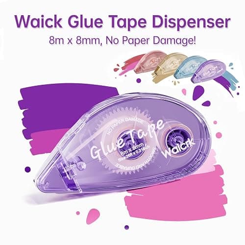 Waicrk Scrapbook Tape,Double Sided Tape Roller for Crafts, 4 Pack Adhesive Glue Runner Scrapbooking Supplies Journaling School Office Teacher Supplies, 0.3IN x 26FT thumbnail 2