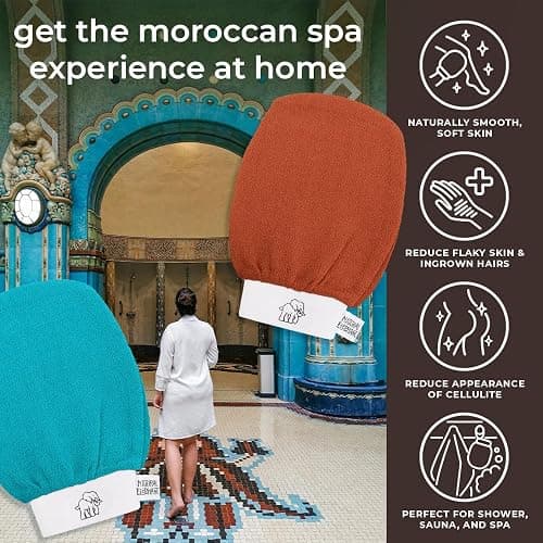 Natural Elephant Exfoliating Hammam Glove | Authentic Moroccan Kessa Body Scrub Mitt for Spa-Quality Skin Renewal | Pure Black Single thumbnail 2