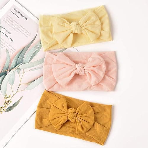 ALinmo 25PCS Baby Nylon Headbands Soft Baby Girl Headbands with Hair Bows | Soft Stretchy Baby Headbands Elastics Baby Girl Bows for Newborn Baby Girls Infants Toddlers Kids thumbnail 8