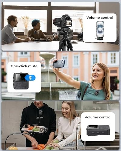 BAILIXIN 3-in-1 Mini Microphone for iPhone, Android, Camera - 328ft Long Range, 20H Battery Life, Wireless Microphones, Lapel Mic with AI Noise Reduction for Video Recording, YouTube, TikTok thumbnail 5