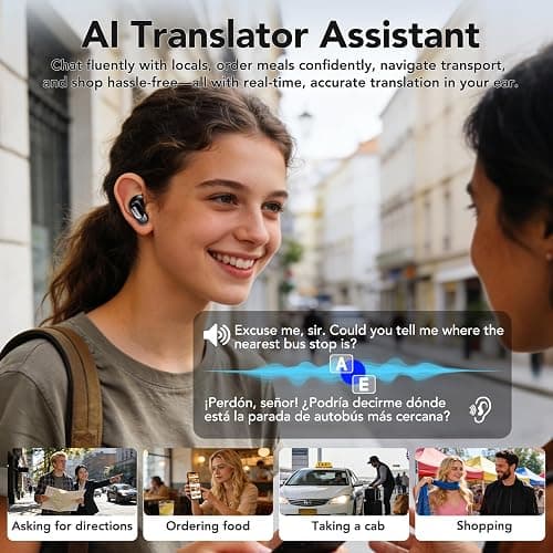 MINISO MS105 AI Translation Earbuds Real Time, Translator Earbuds Support 134 Languages with APP, Bluetooth 6.0 Translator Headphones Compatible with iOS & Android, for Travel Business thumbnail 5