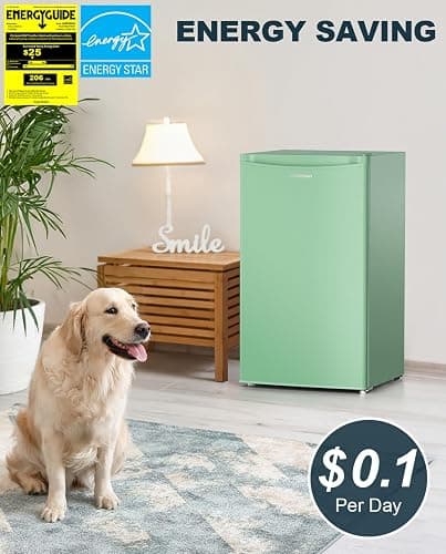 Upstreman 3.2 Cu.Ft Mini Fridge with Freezer, Single Door Mini Fridge, Dorm Fridge, Adjustable Thermostat, Mini Refrigerator for Bedroom, Office, Dorm, Green-BR321 thumbnail 3