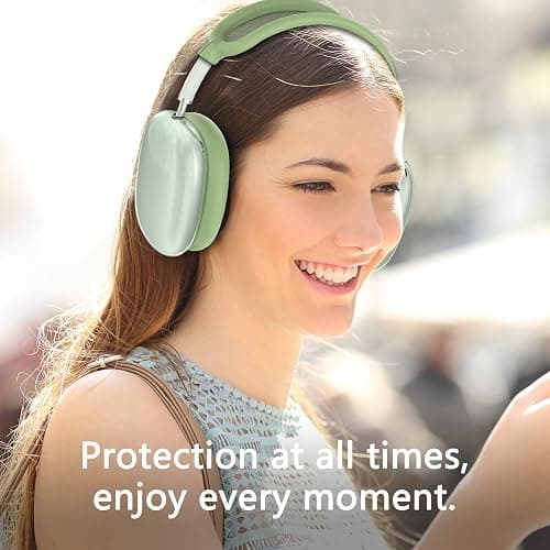 Silicone Case Cover for AirPods Max Headphones, Clear Soft TPU Ear Cups Cover/Ear Pad Case Cover/Headband Cover for AirPods Max (2024/2020),Transparent Accessories for Apple AirPods Max (USB-C), Green thumbnail 6