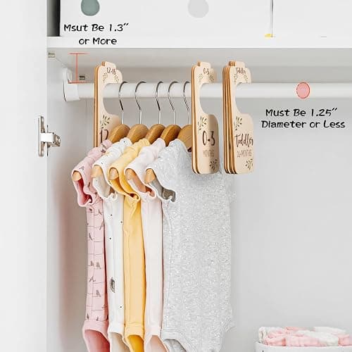 Baby Closet Dividers for Clothes Organizer - Set of 8 Beautiful Wooden Double-Sided Baby Clothes Size Hanger Organizer from Newborn to 24 Months for Boho Nursery Decor thumbnail 6