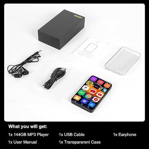 144GB Portable MP3 Player with Bluetooth and WiFi, Ninsiden 4" HD Full-Color Touch Screen MP3 Music Player with Spotify,Amazon Music,Pandora,YouTube,Android Mainstrem Media MP4 Player for Kids,Black thumbnail 7