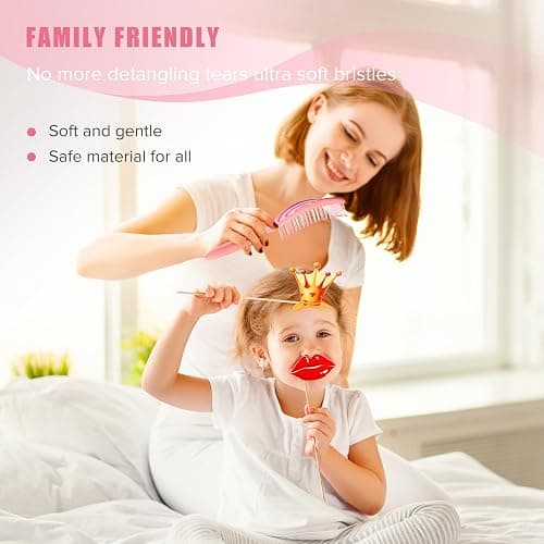 SHINLEA Detangle Hair Brush, Detangling Wet Spiral Hairbrush for Women, Men, kids, Vented Detangler for Blow Drying, Glide Through Tangles For All Hair Types (Pink) thumbnail 3