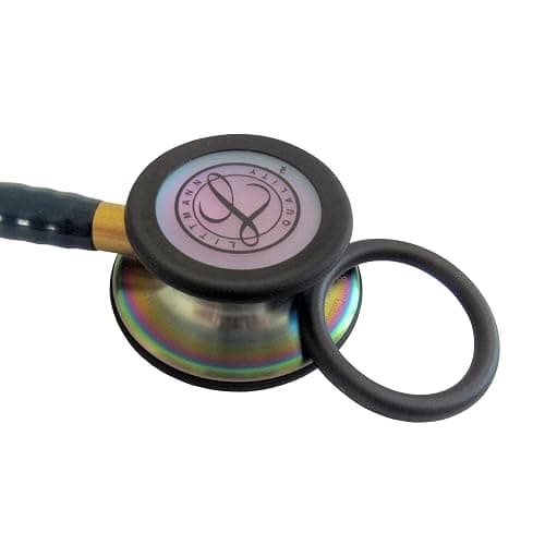 3M Littmann Classic III Monitoring Stethoscope, 5807, More Than 2X as Loud, Weighs Less, Stainless Steel Rainbow-Finish Chestpiece, 27" Caribbean Blue Tube, Brass Stem and Headset thumbnail 7
