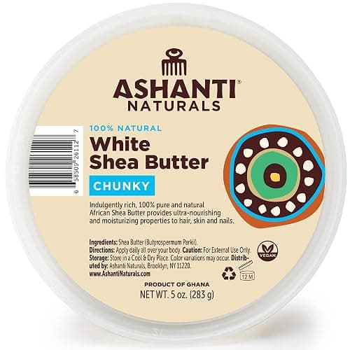Ashanti Naturals White Chunky Raw Shea Butter | Unrefined African Shea Butter from Ghana | 100% Natural Moisturizer, No Additives - 5 oz - Image 1