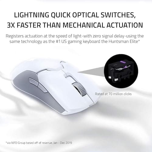 Razer Viper Ultimate Lightweight Wireless Gaming Mouse & RGB Charging Dock: Hyperspeed Wireless Technology - 20K DPI Optical Sensor - 74g Lightweight - 70 Hr Battery - Mercury White thumbnail 3