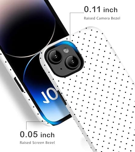 Amzfield for iPhone 13 Case for iPhone 14 Case Cute Polka Dot Aesthetic Retro Design for Women Girls Fall Simple Chic Girly Pretty Dual Layer Hybrid Protection Elegant Case for iPhone 13/14-White thumbnail 4