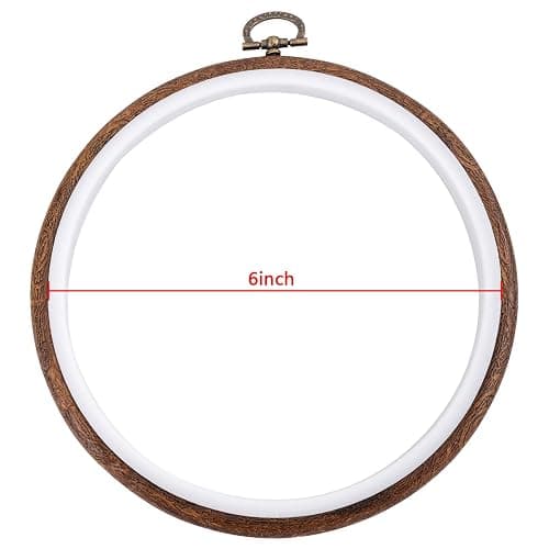 joybest 4 Pieces 6 Inch Round Embroidery Hoops Display Frame Circle, Cross Stitch Hoop Ring Imitated Wood Embroidery Kits for Art Craft Sewing and Christmas Ornaments thumbnail 3
