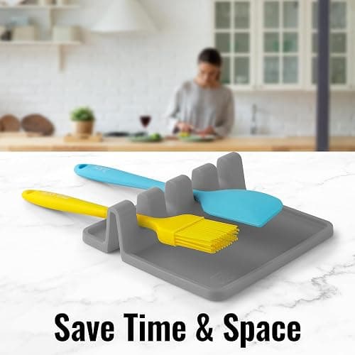Zulay Kitchen Spoon Rest for Multiple Utensils High Heat-Resistant Silicone Drip Pad, BPA-Free Spoon Holder for Stove Top, Kitchen Gadget Holder for Ladles, Tongs, Cooking Spatula - Makes Great Gift thumbnail 5