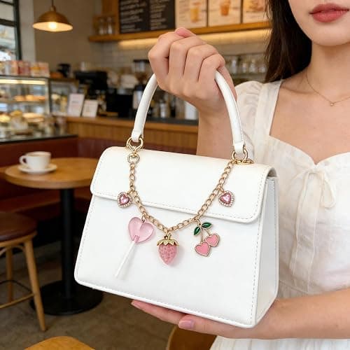 Disengor Bag Charms Chain for Handbags, Purse Tote Backpack Accessories | Pink Red Strawberry Cherry Heart Lollipop Charms, Purse Extender Chain Strap, Cute Keychain Pants Decor Gifts for Women thumbnail 2