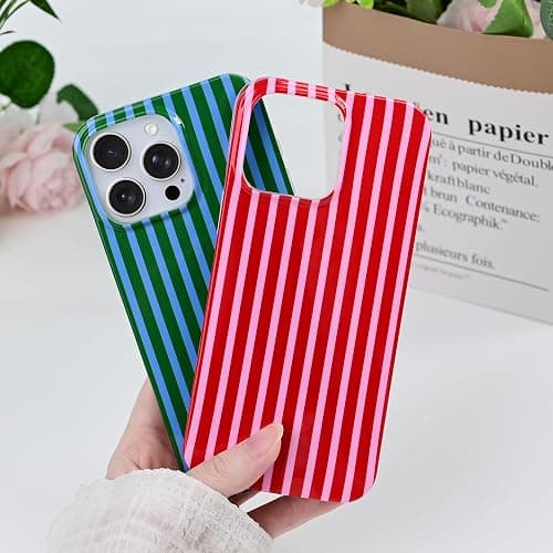 SleekCover Compatible with iPhone 16 Pro Case,Cute Aesthetic Striped Pattern Cover for Women Girls,Soft TPU Shockproof Protective Stylish Kawaii Phone Case for iPhone 16 Pro 6.3",Pink thumbnail 4