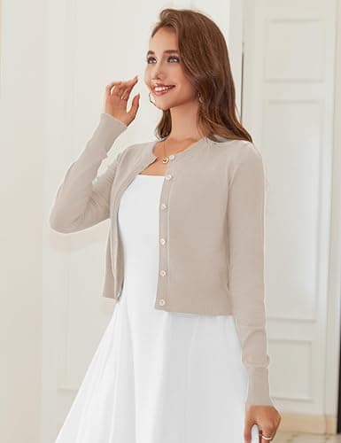 LETDIOSTO Cropped Cardigan Bolero Shrug for Women, Button Down Long Sleeve Knit Sweater for Dresses,for Jeans, XS to XL thumbnail 6