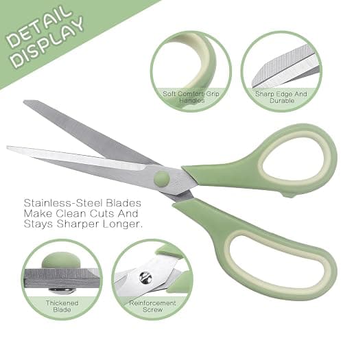 LONGKEY Scissors 8.5 Inch scissors all purpose Bulk Set of 3, Scissors for Office Home School Craft Supplies, Soft Comfort-Grip Right/Left Hand thumbnail 4