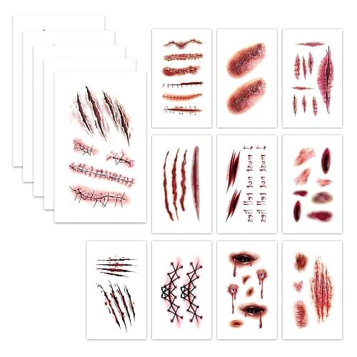 121Pcs Zombie SFX Makeup Scar Tattoo Stickers for Halloween Cosplay | Lifelike Waterproof 3D Wound Stickers, Horror Undead Makeup for Halloween Parties - Image 1