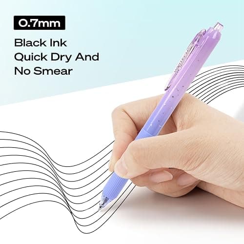 WRITECH Gel Pens Fine Point: Nebula Pen Set 0.7mm Black Ink Retractable 6ct Medium Point Smooth Writing with Aesthetic Gradient Color Barrel for Journaling Note Taking Silent Click No Smear thumbnail 4