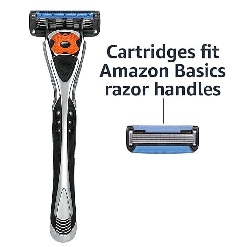 Amazon Basics 5-Blade MotionSphere Men's Razor with Dual Lubrication, Vitamin E, Precision Trimmer, 1 Handle & 16 Cartridges, Black thumbnail 3