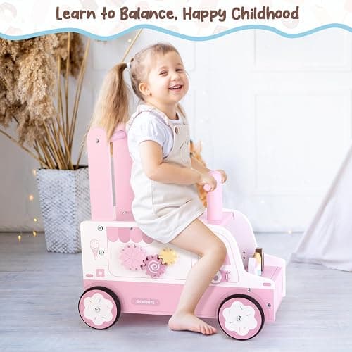 Asweets Wooden Baby Push and Pull Walker with Wheels, Learining Acticity Walker for Boys & Girls, Multiple Activities Center, Develops Motor Skills & Stimulates, 17.3''L x 9.1''W x 18.1''H thumbnail 5