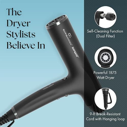 Olivia Garden 1875W SuperHP Professional Hair Dryer for All Hair Types - Quiet, Fast Drying Blow Dryer - Powerful Ionic Generator - 5 Attachments, Including 2 Comb and 1 Diffuser Attachments thumbnail 3