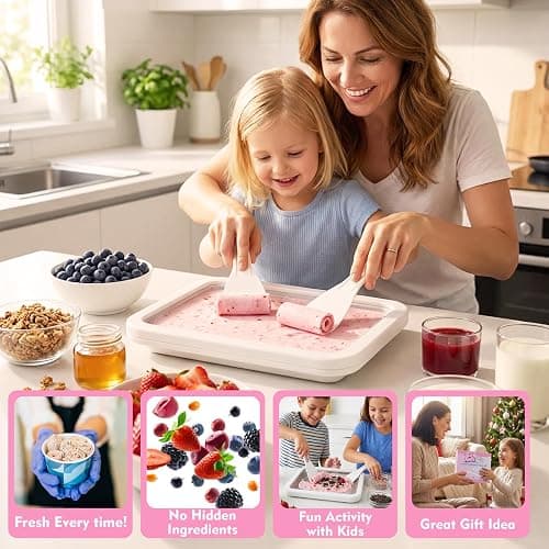 Premium Rolled Ice Cream Maker Kit. Recipe Book, Stainless Steel Ice Cream Tray, 2 Spatulas & Gift Ready Box. Homemade Ice Cream Maker. Instant Ice Cream Roller Maker. thumbnail 2
