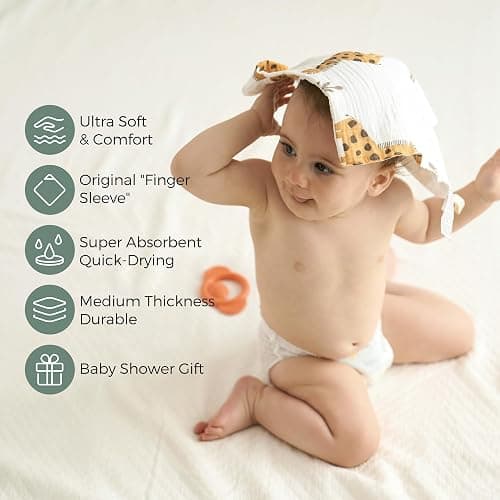 Momcozy Baby Washcloths - 4 Layer Design| Medium Thickness| Soft & Absorbent| Premium Cotton for Newborns'Skin-Great for Bathing, Wiping & on-The-go Use, Shower Gift and Essential(5 Pack, 10x10 inch) thumbnail 3